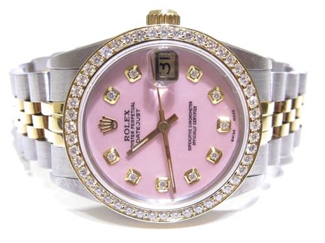 rolex silver with pink dial datejust|pink Rolex watch with diamonds.